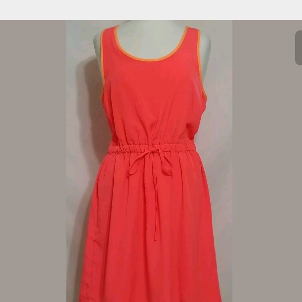 Gap Womens Neon Orange Tie Waste Sleeveless Dress